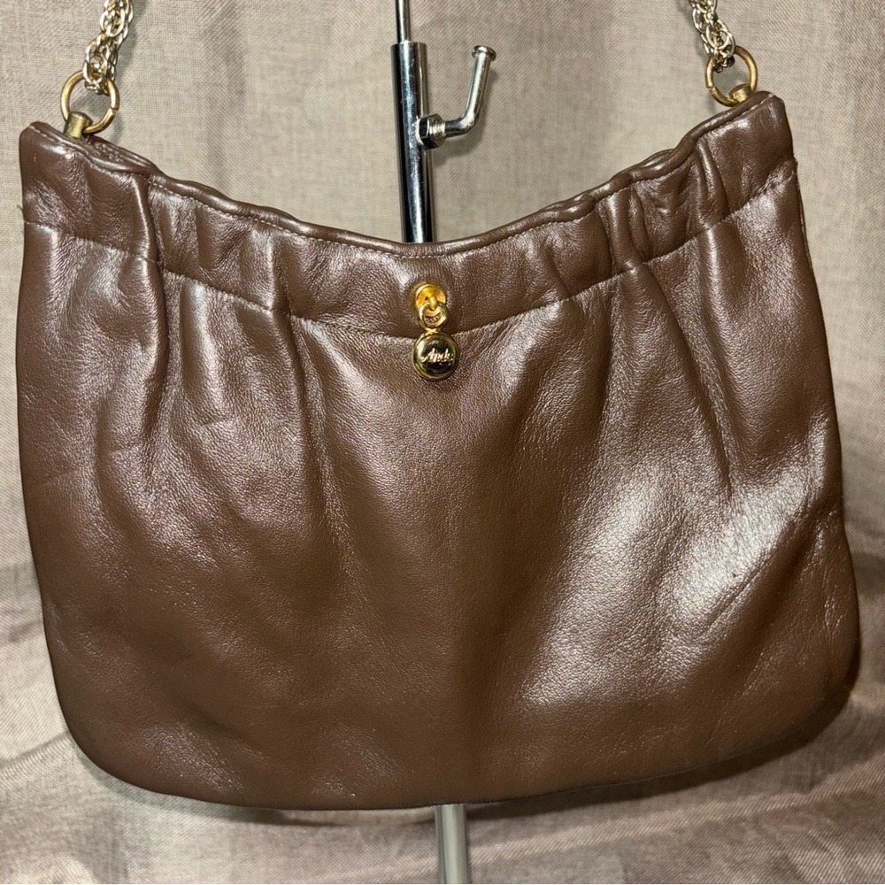 Vintage Leather Ande' Brown Braided Chain Strap Shoulder Bag - Picture 3 of 7